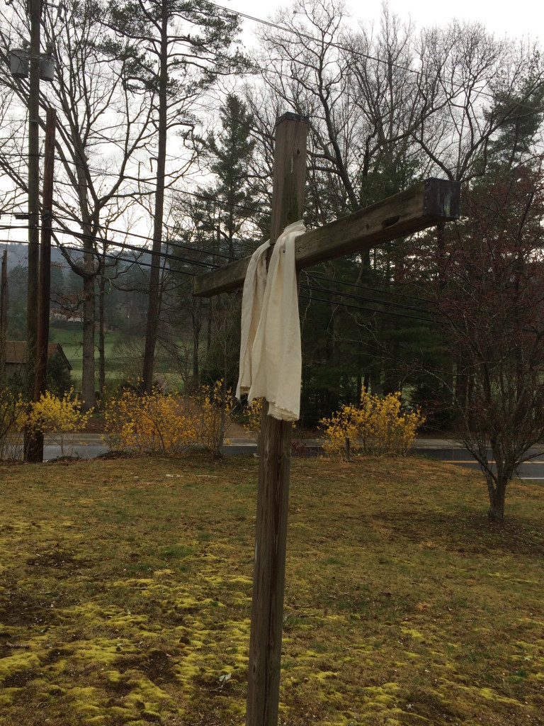 white draped cross